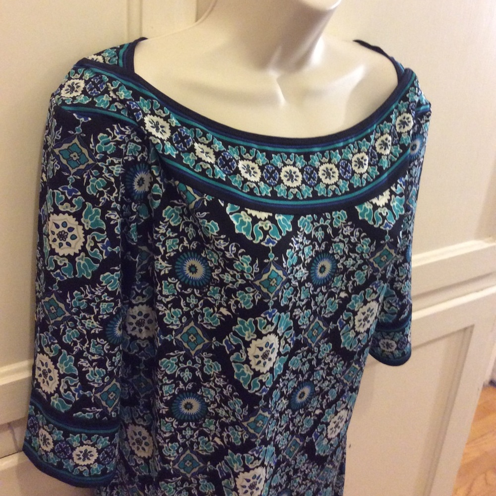 Max Studio dress in teal black and blue, L